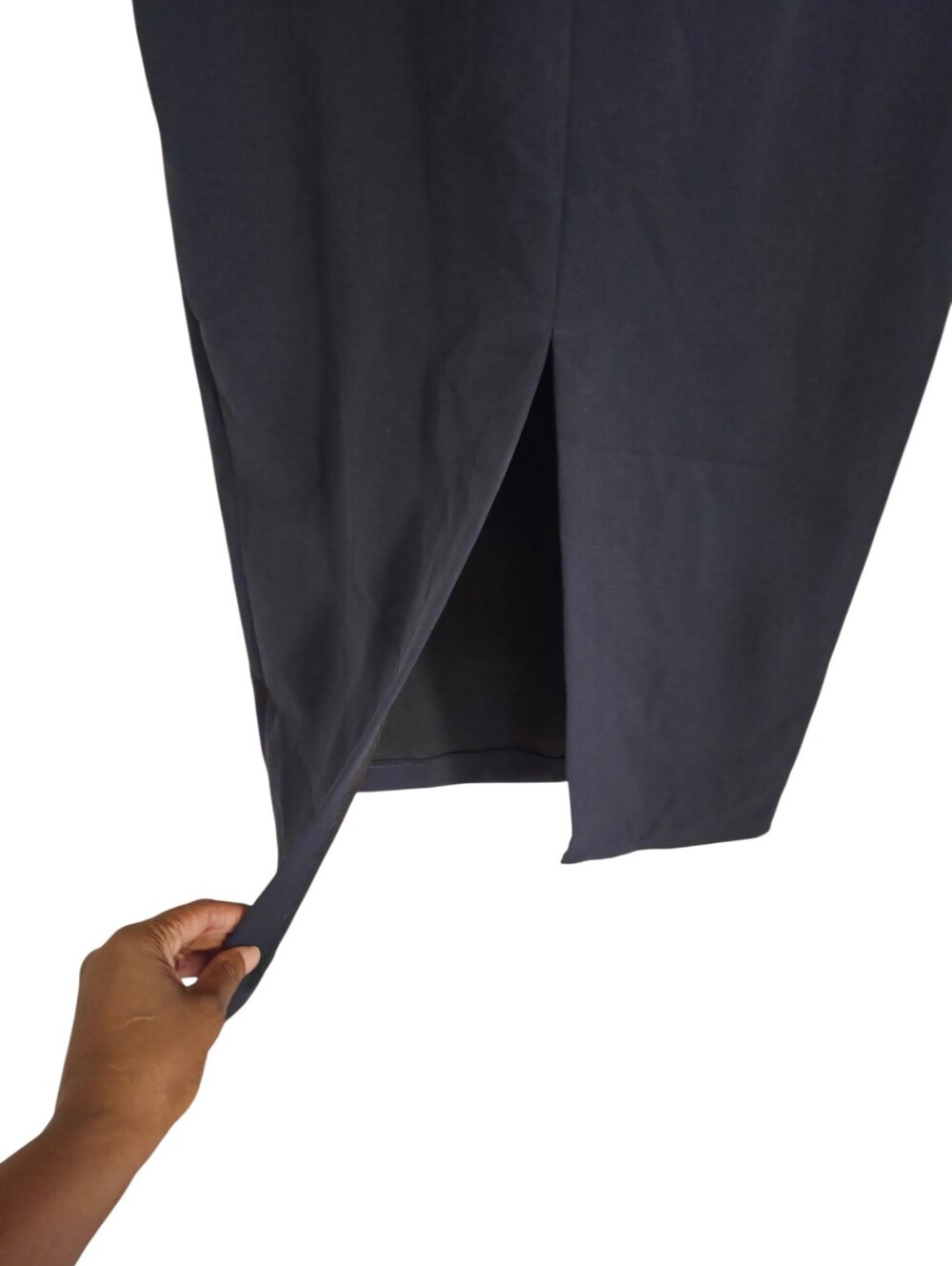 Zara Navy Ruched Waist Midi Sheath Dress Cap Sleeve Office Size Small - Picture 7 of 8